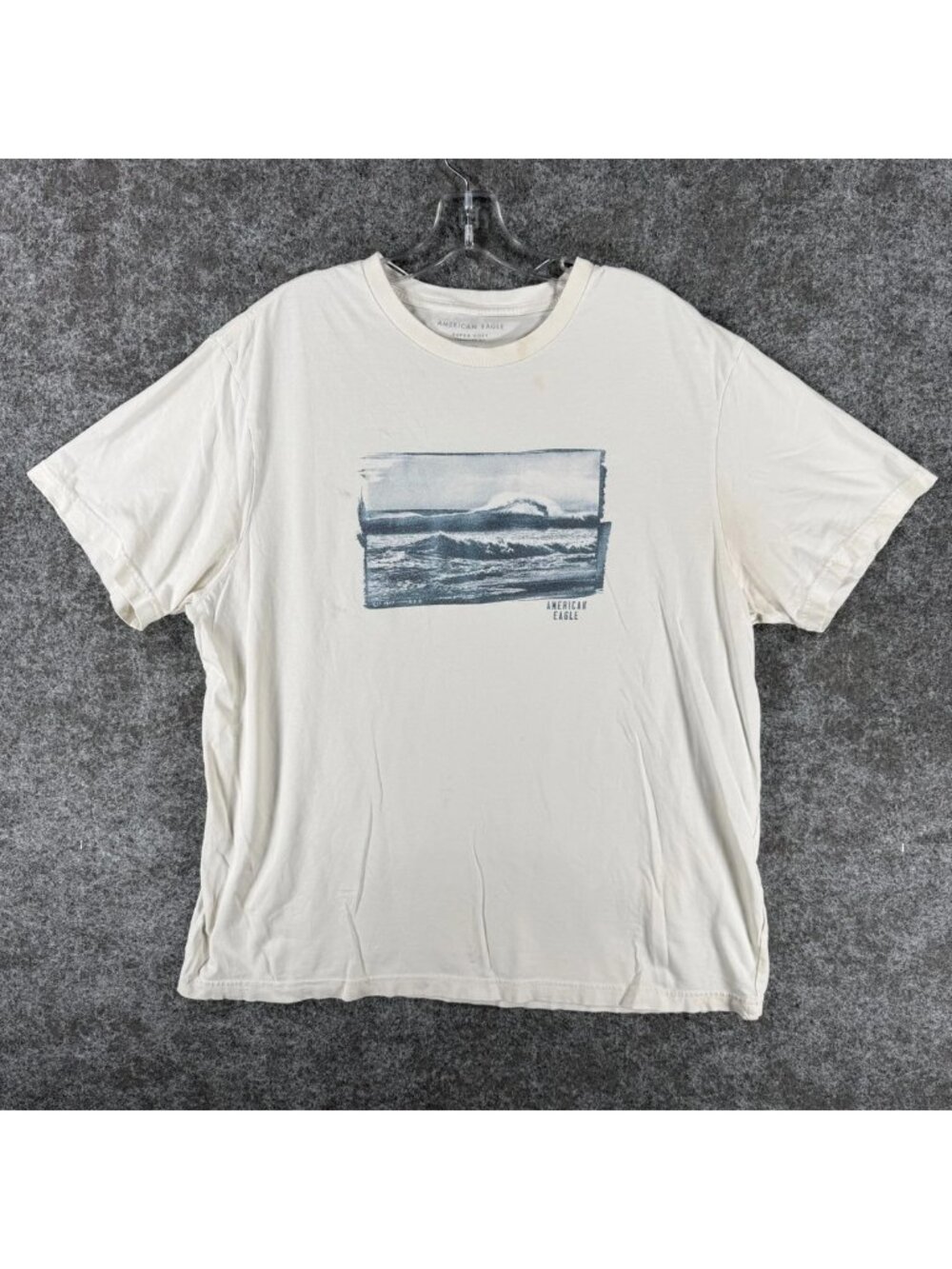 American Eagle Graphic T-Shirts Mens XL White Super Soft Standard Fit Crew Neck